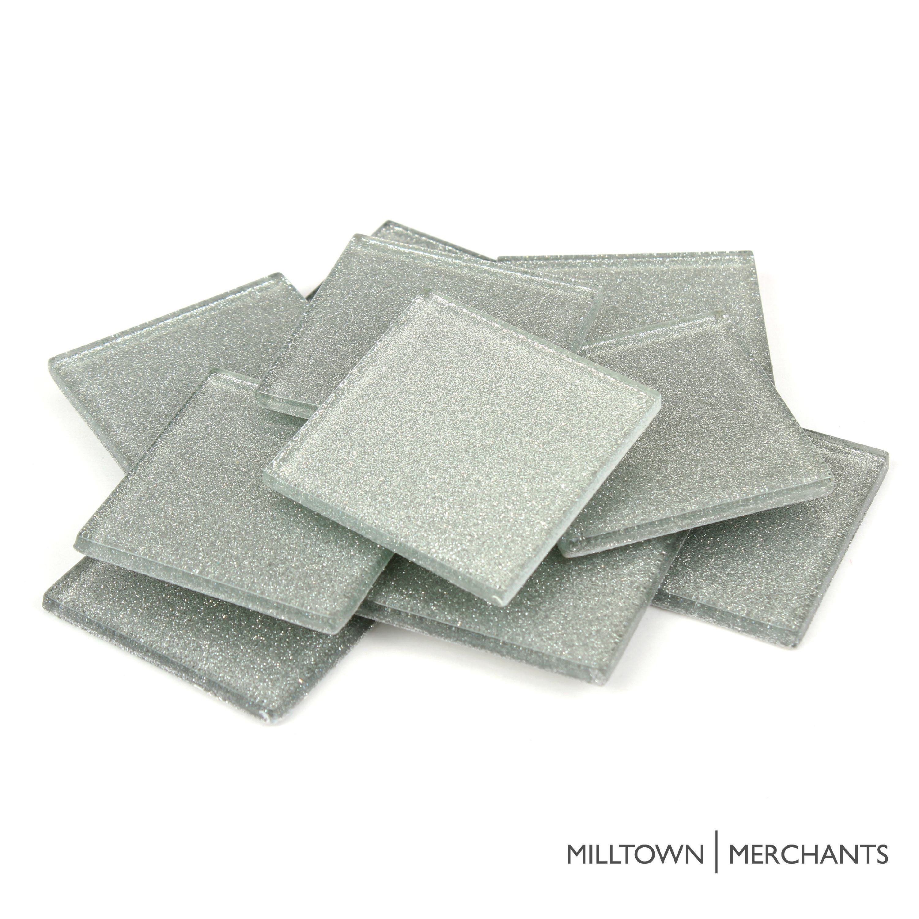 Milltown Merchants Silver Glitter Mega Mosaic Tile 1.8 Inch Large (3 lbs)