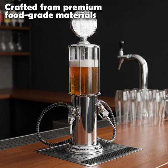 Milltrip Gas Pump Dispenser, Double Guns Beer/Wine/Liquor Dispense Metal Pump Gas Station, Beer Tower Dispenser Beverage Pump Liquor Dispenser for , Vodka, Cocktails, Non-Alcoholic Drink
