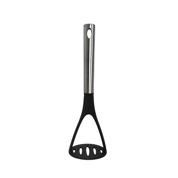 Millvado Potato Masher, Strong Stainless Steel Handle with Heavy Duty Plastic Base, 11.5 Inch Black Mashed Potatos Masher, Hand Smasher for Vegtables