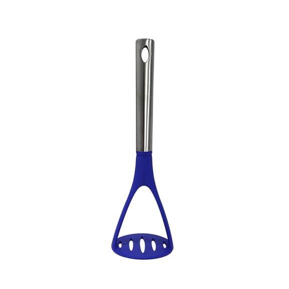 Millvado Potato Masher, Strong Stainless Steel Handle with Heavy Duty Plastic Base, 11.5 Inch Blue Mashed Potatos Masher, Hand Smasher for Vegtables