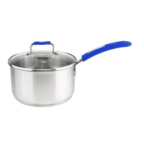 Millvado Sauce Pan, Stainless Steel 1.7 Quart Sauce Pan with Clear Glass Lid and Permanent Measurement Markings, Small Boiling Pot, Induction, Gas Electric Compatible