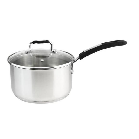 Millvado Sauce Pan, Stainless Steel 3 Quart Sauce Pan with Clear Glass Lid and Permanent Measurement Markings, Small Boiling Pot, Induction, Gas Electric Compatible