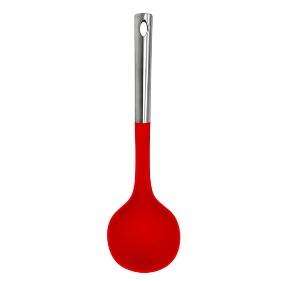 Millvado Soup Ladle,Nylon Red Ladle With Stainless Steel Handle, Long 13 Inch Soup Ladles for Portioning and Stirring