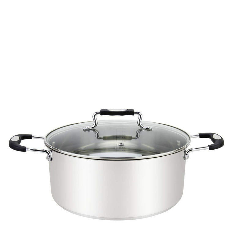 Millvado Stainless Steel Casserole Pot, Large Steel Dutch Oven, Boiling Pot  for Soup, Spaghetti, Braising, 12.6 Quart Induction Cooking Pot, Urban