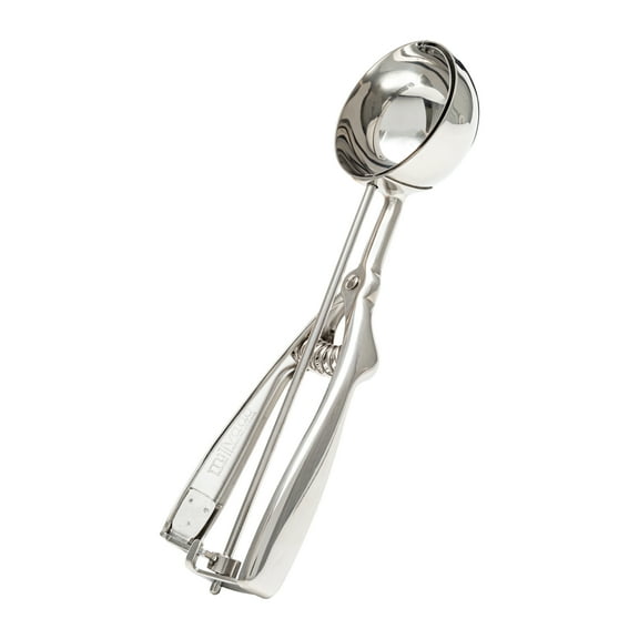 Millvado Stainless Steel Ice Cream and Cookie Scoop | Large Sized, Spring Loaded Lever Design, For Sorbet, Melon, Meatballs, Muffins, and More, 3 Ounce (2.5) Scooper