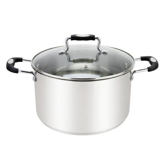 Millvado Stock Pot, 3 Quart Stainless Steel Pot, StockPot With Clear Glass Lid, Steam Hole, Permanent Measurement Markings, Gas, Electric and Induction Compatible Boiling Pot