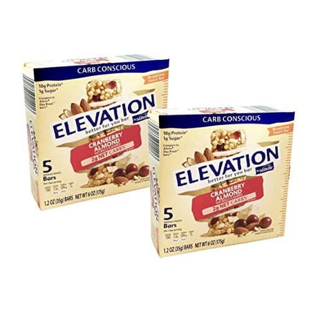 Millville Elevation Protein Bars Snack Endulgent Treat 1.4oz Bars 5g Protein (Cranberry Almond, 2 Pack (10 Bars))