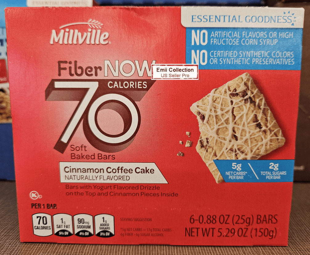 Millville Fiber NOW 70 Calories Soft Baked Bars Cinnamon Coffee Cake 5