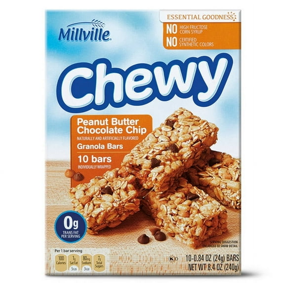 Millville Peanut Butter Chocolate Chip Chewy Granola Bars, 10 count