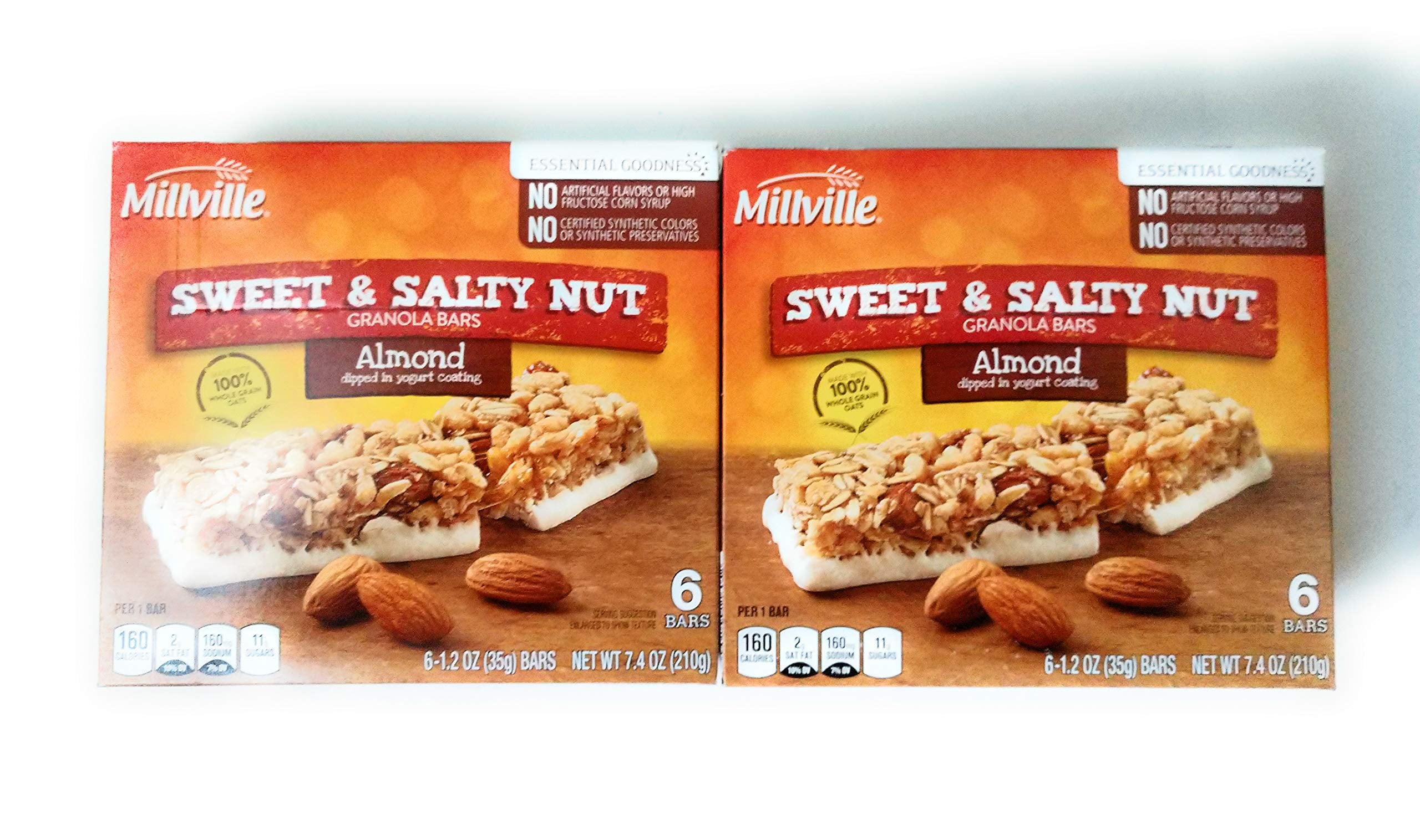 Milville Sweet & Salty Nut Granola Bars - Almond Flavor - 12 Bars