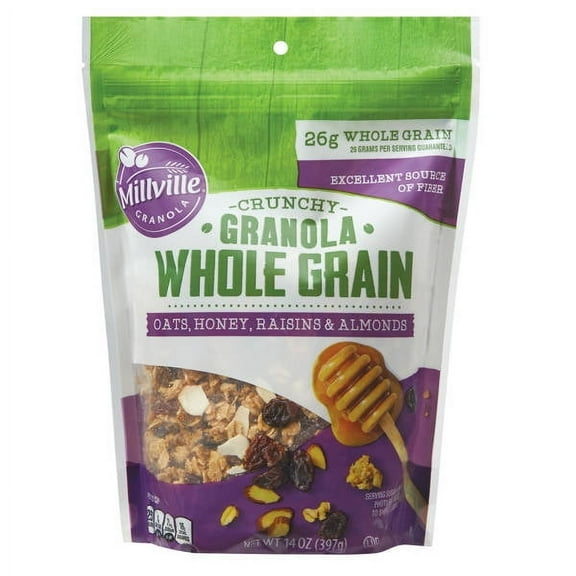 Millville Whole Grain Oats, Raisins, Almonds and Honey Crunchy Granola, 14 oz