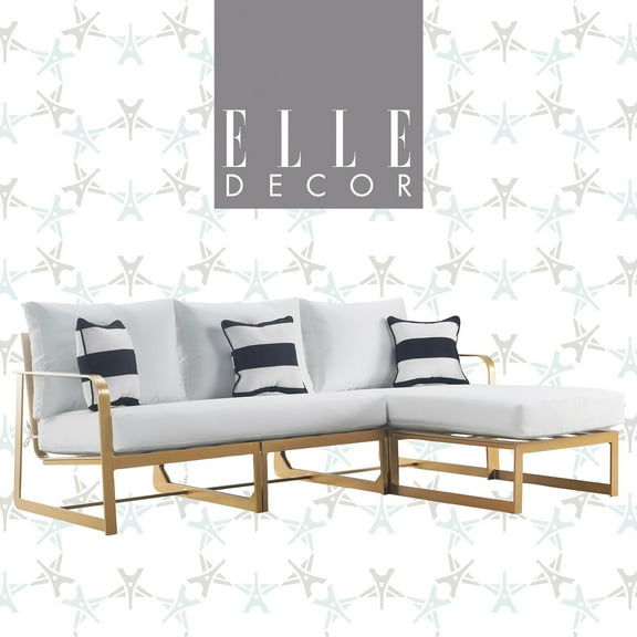 Elle Decor Mirabelle Outdoor Sectional Sofa, Gold