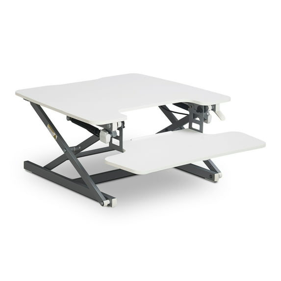 Millwork Holdings Co True Seating Ergo Standing Desk Converter with Keyboard Tray, Dual Monitor Laptop Riser Height Adjustable Tabletop Workstation
