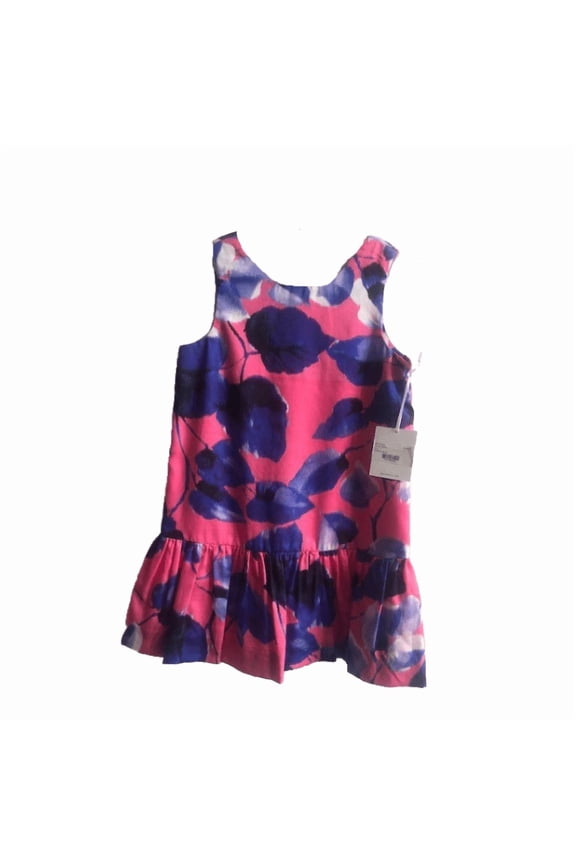Girls Cotton Flounce Dress, Pink/Violet, Size 5