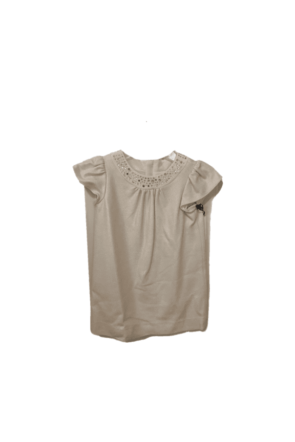 Girls Embellished Neckline Dress, Gold, Size 4/5