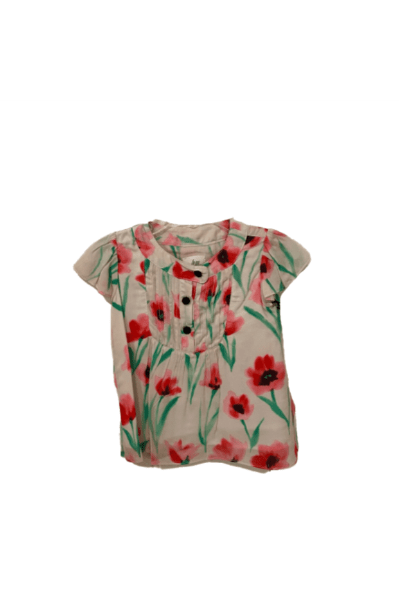 Girls Floral Tucked Top, Pink and Green Multicolor, Size 2