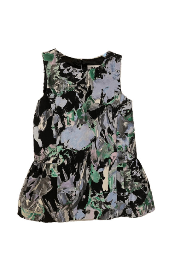 Girls Painted Floral Bow Party Dress, Black and Green, Size 3