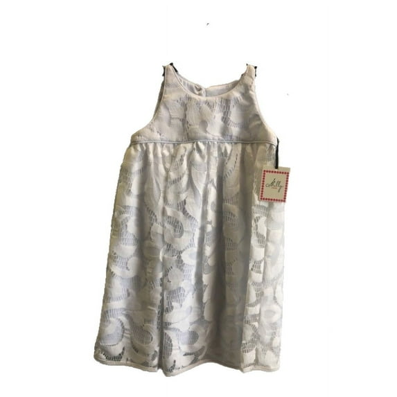 Milly Minis Girls Piped Lace Dress, White, Size 4