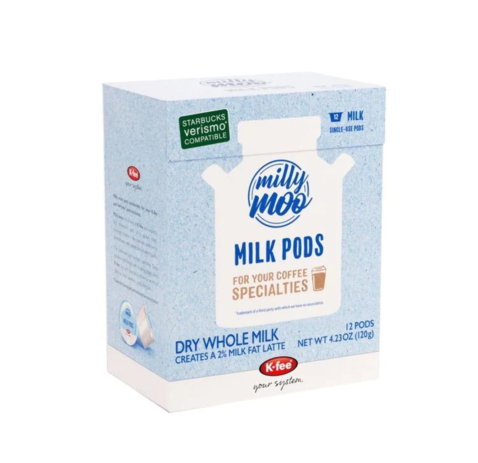 Milly Moo Single Serve Milk Pods Kfee® & Starbucks® Verismo