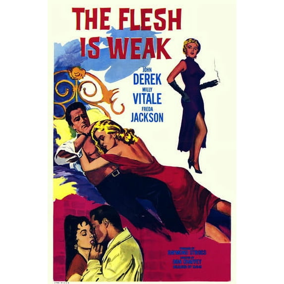 Milly Vitale and Freda Jackson and John Derek in The Flesh Is Weak 24x36 Poster
