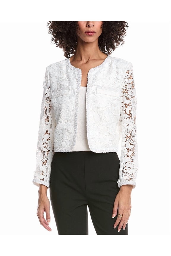 Milly womens 3D Garden Lace Jacket, 8, White
