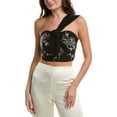 thumbnail image 1 of Milly womens  Beaded Embroidered Linen-Blend Top, l, Black, 1 of 3