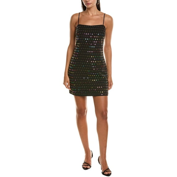 Milly womens Colette Sequins Beaded Mini Dress, 8, Black