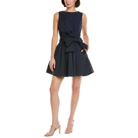 Milly womens  Draped Poplin Mini Dress, 10, Blue