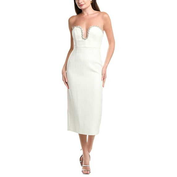 Milly womens Emelia Boucle Midi Dress, 2, White