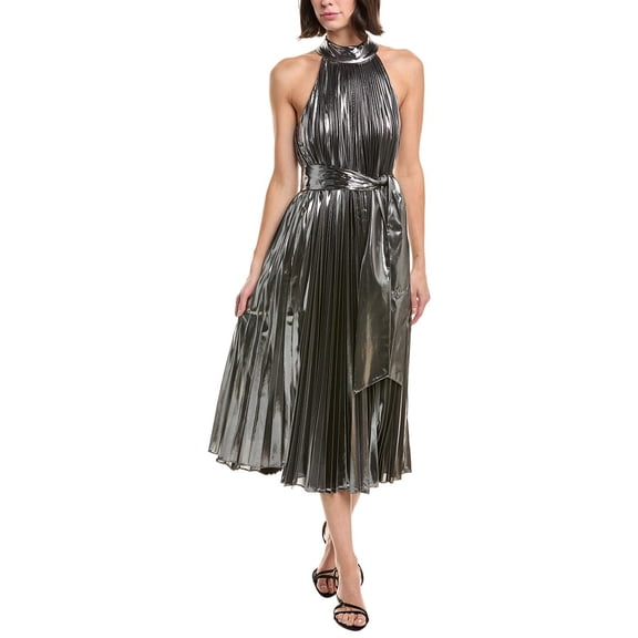 Milly womens  Idena Halter Dress, 6, Silver
