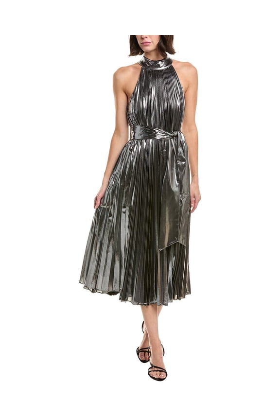 Milly womens  Idena Halter Dress, 8, Silver