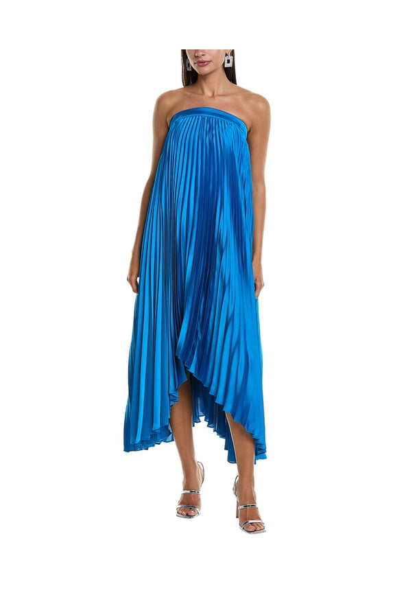 Milly womens  Jordyn Satin Midi Dress, 2, Blue