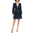 thumbnail image 1 of Milly womens  Julia Pleated Satin Mini Dress, 4, Blue, 1 of 3