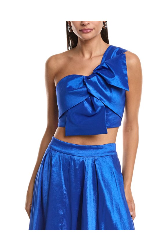 Milly womens  Laney Bow Cropped Top, s, Blue