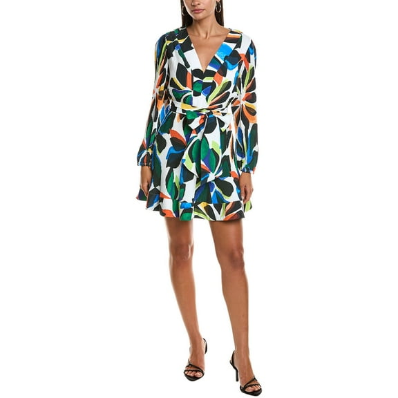 Milly womens  Liv Balearic Floral Pleated Mini Dress, 2, White