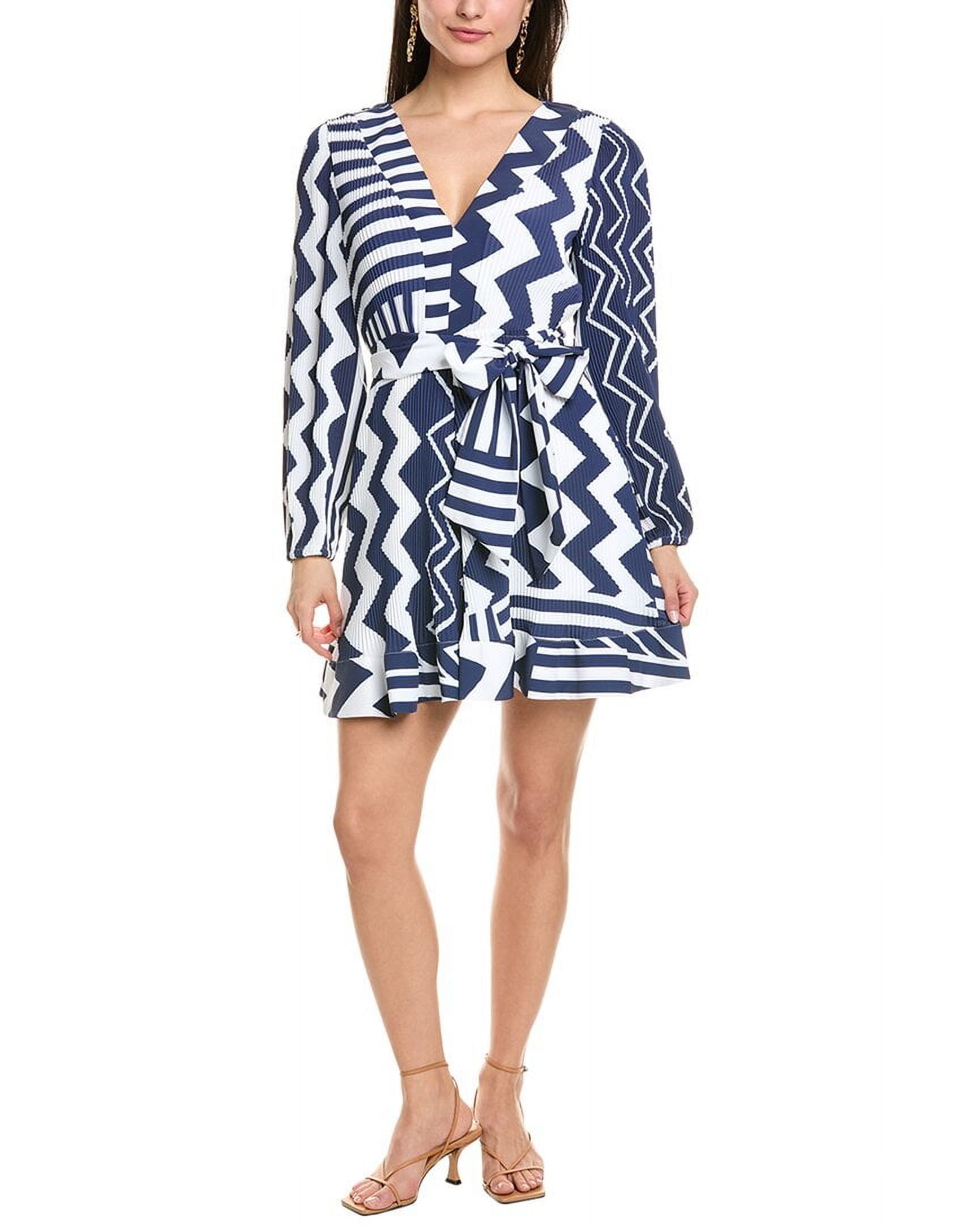 milly blue and white dress Milly Cami Knit Poplin Blocked Midi Dress- Blue/White main image 0