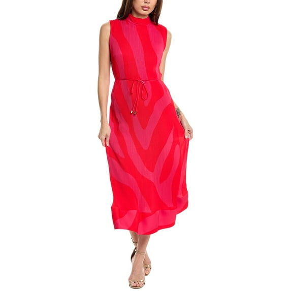 Milly womens Melina Zebra Midi Dress, 0, Pink