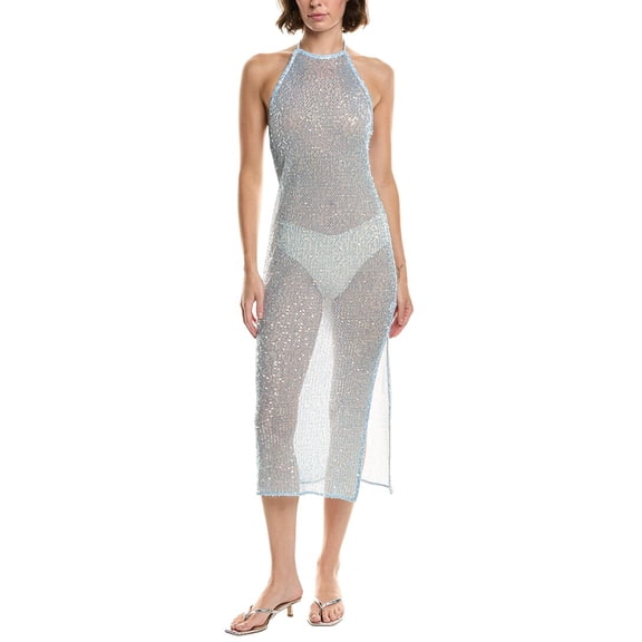 Milly womens  Mesh Halter Dress, XS/S, Blue