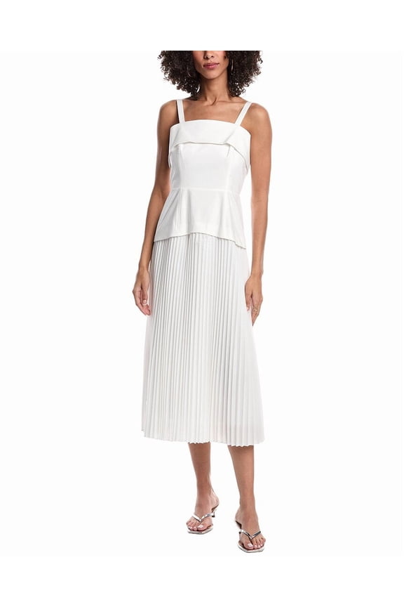 Milly womens Nala Poplin Midi Dress, 4, White