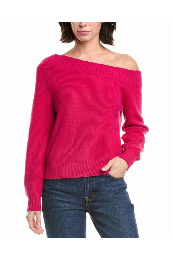 Milly womens  Off-Shoulder Wool Sweater, s, Pink