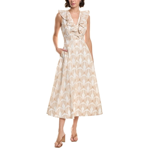 Milly womens  Poplin Foliage Dress, 8, Black