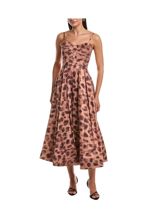 Milly womens Queen Leopard Printed Bustier Dress, 0, Brown