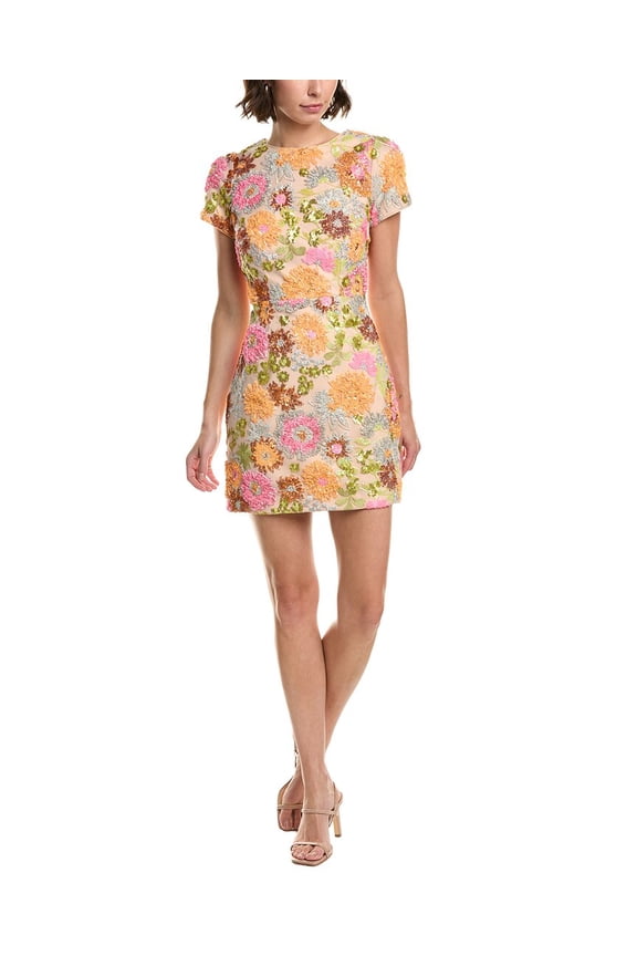 Milly womens Rowen Floral Mini Dress, 2, Orange