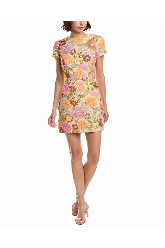 Milly womens Rowen Floral Mini Dress, 8, Orange