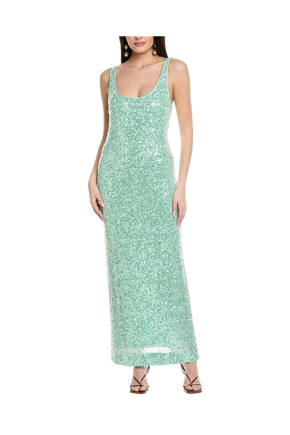Milly womens  Shimmer Stretch Midi Dress, 10, Green