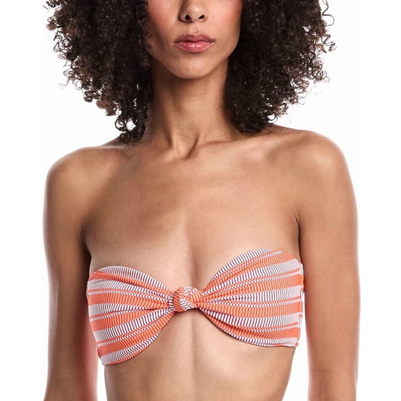 Milly womens  Stripe Knot Bandeau Bikini Top, m, Orange