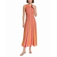 thumbnail image 1 of Milly womens  Stripe Midi Dress, l, Orange, 1 of 3