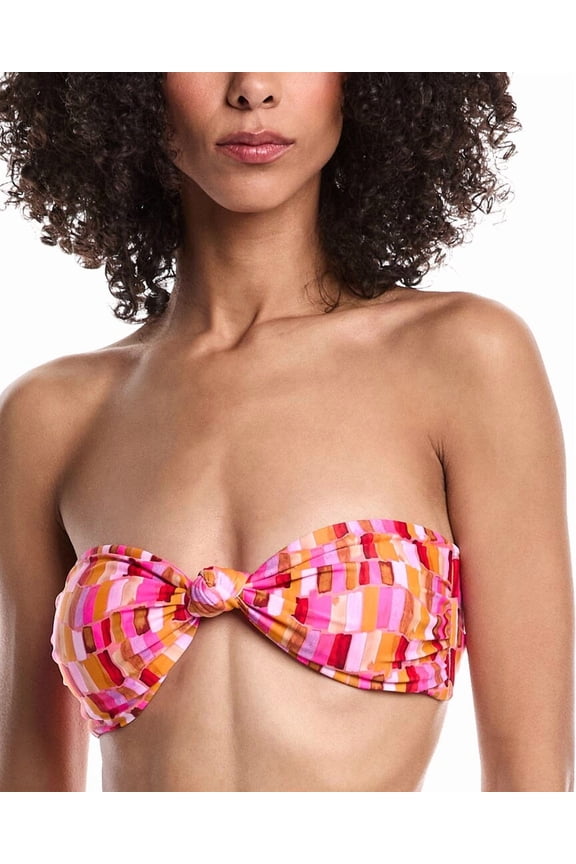 Milly womens  Sunset Tile Knot Bandeau Bikini Top, m, Pink