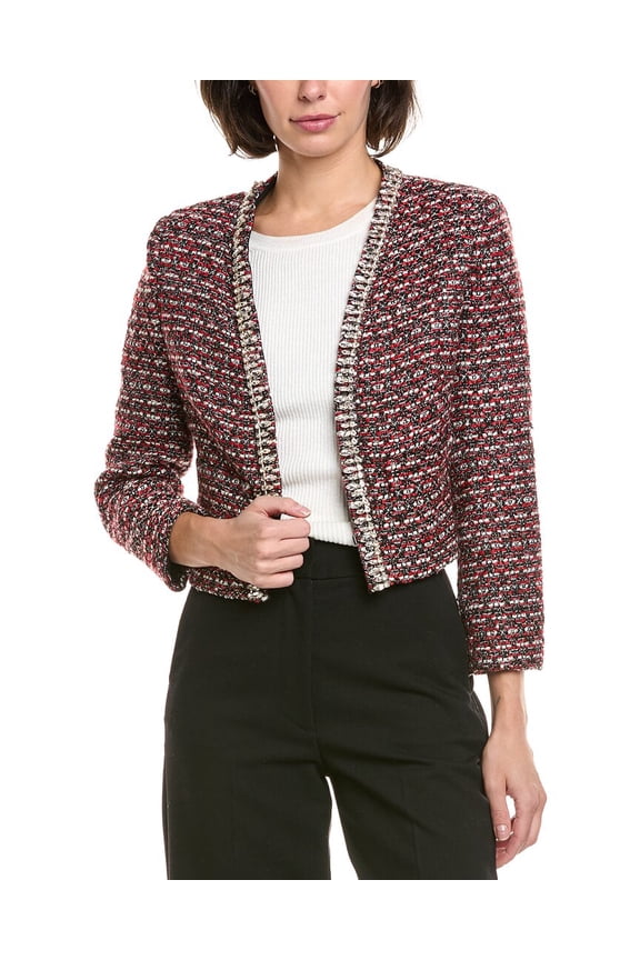 Milly womens Tweed Crystal Jacket, s, Red