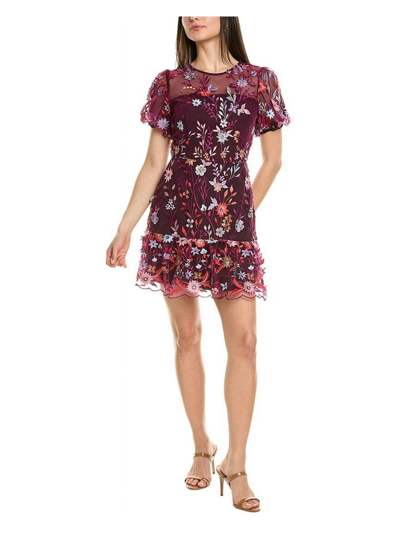 Milly womens Yasmin Tropical Garden Mini Dress, 2, Purple